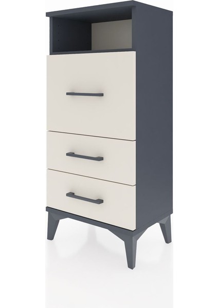 Arges Komodin Tek Raflı 3 Çekmeceli 44X30X96 Antrasit-Aytaşı modelleri