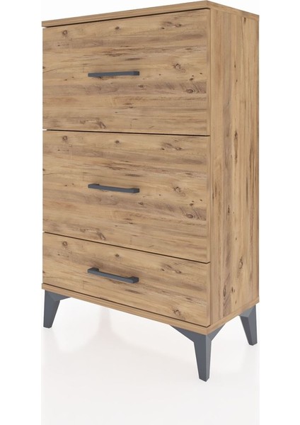 Arges Komodin 3 Çekmeceli 60X30X96 Çam-Çam modelleri