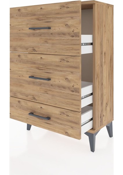 Arges Komodin 3 Çekmeceli 60X30X96 Çam-Çam fırsatları