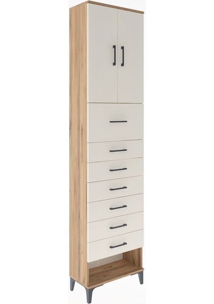 Arges Dolap 2 Raflı 7 Çekmeceli 2 Kapaklı 60X30X243 Çam-Aytaşı fiyatları