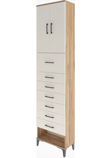 Arges Dolap 2 Raflı 7 Çekmeceli 2 Kapaklı 60X30X243 Çam-Aytaşı modelleri