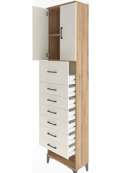 Arges Dolap 2 Raflı 7 Çekmeceli 2 Kapaklı 60X30X243 Çam-Aytaşı fırsatları