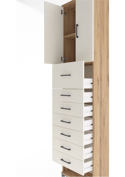 Arges Dolap 2 Raflı 7 Çekmeceli 2 Kapaklı 60X30X243 Çam-Aytaşı indirimleri