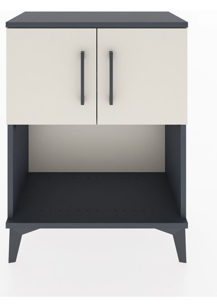 Arges Komodin 2 Raflı 2 Kapaklı 60X30X80 Antrasit-Aytaşı