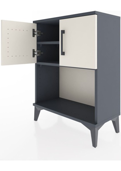 Arges Komodin 2 Raflı 2 Kapaklı 60X30X80 Antrasit-Aytaşı fırsatları