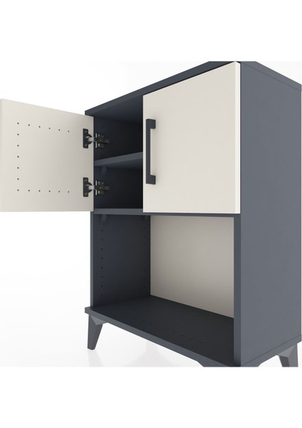 Arges Komodin 2 Raflı 2 Kapaklı 60X30X80 Antrasit-Aytaşı indirimleri