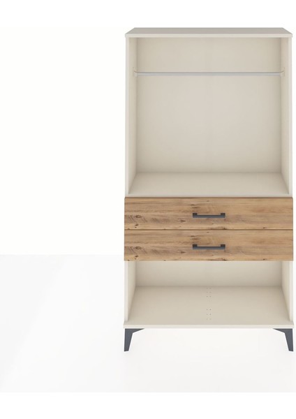 Arges Dolap Tek Raflı 2 Çekmeceli Tek Askılı 88X30X163 Aytaşı-Çam