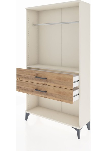 Arges Dolap Tek Raflı 2 Çekmeceli Tek Askılı 88X30X163 Aytaşı-Çam fırsatları