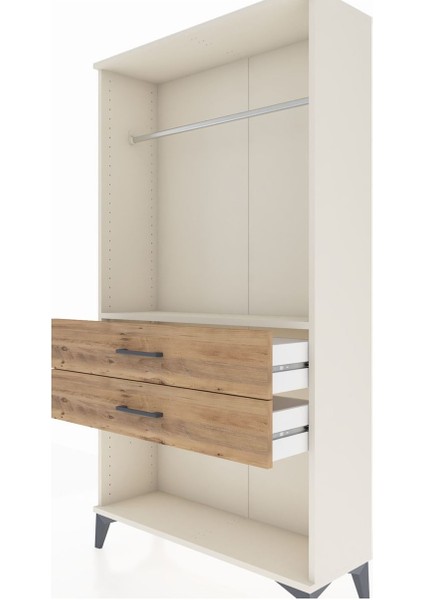 Arges Dolap Tek Raflı 2 Çekmeceli Tek Askılı 88X30X163 Aytaşı-Çam indirimleri