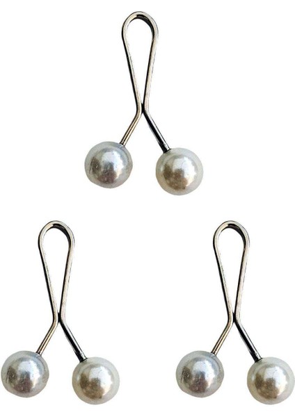 3 Adet Tesettür Eşarp ve Şal Klipsi Inci Beyaz