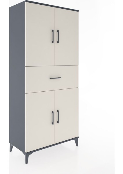 Hyperion Dolap 4 Raflı Tek Çekmeceli 4 Kapaklı 88X44X195 Antrasit-Aytaşı fiyatları