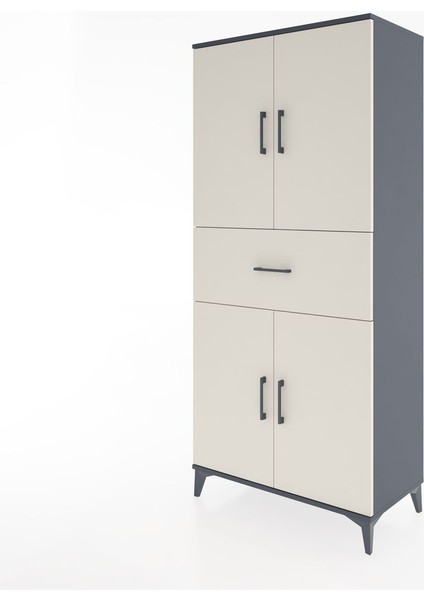 Hyperion Dolap 4 Raflı Tek Çekmeceli 4 Kapaklı 88X44X195 Antrasit-Aytaşı modelleri