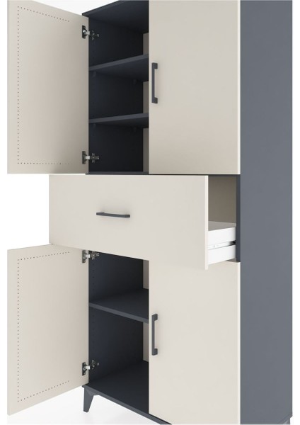 Hyperion Dolap 4 Raflı Tek Çekmeceli 4 Kapaklı 88X44X195 Antrasit-Aytaşı indirimleri