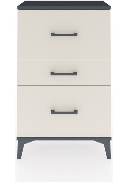 Arges Komodin 3 Çekmeceli 60X30X96 Antrasit-Aytaşı