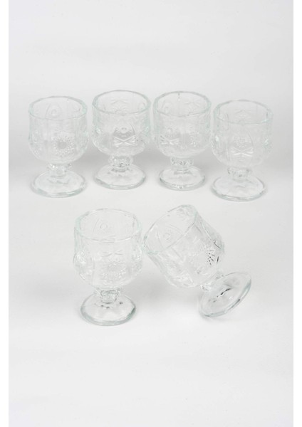 Ayaklı Kahve Yanı Bardağı Kristal Kesim Shot Bardak 7cm x 4 cm 6 Lı Set