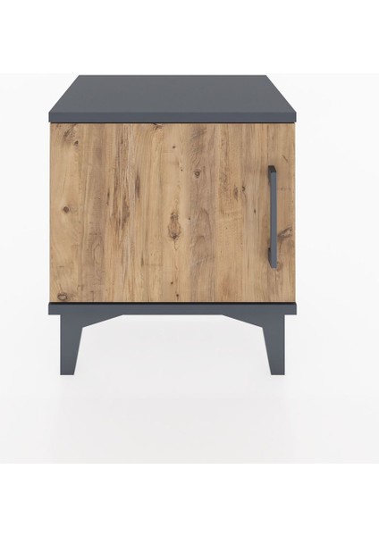 Arges Komodin Tek Raflı Tek Kapaklı 44X30X48 Antrasit-Çam