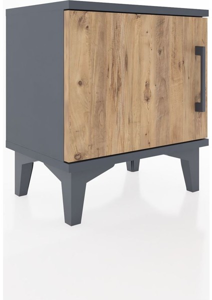 Arges Komodin Tek Raflı Tek Kapaklı 44X30X48 Antrasit-Çam fiyatları