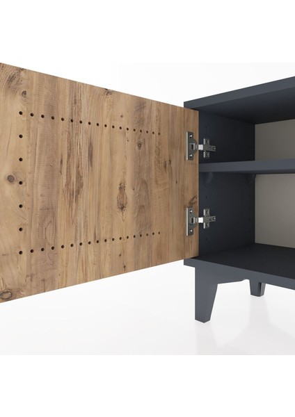 Arges Komodin Tek Raflı Tek Kapaklı 44X30X48 Antrasit-Çam indirimleri