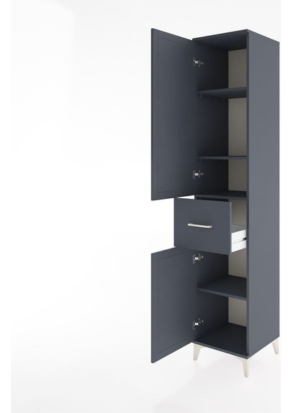 Hyperion Dolap 4 Raflı Tek Çekmeceli 2 Kapaklı 44X44X221 Antrasit-Antrasit fırsatları