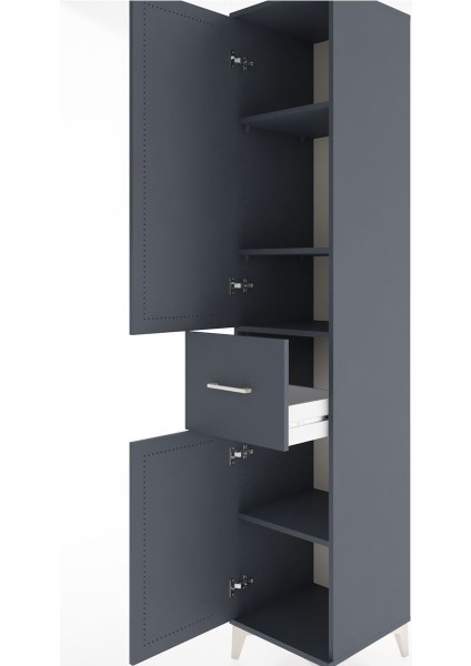 Hyperion Dolap 4 Raflı Tek Çekmeceli 2 Kapaklı 44X44X221 Antrasit-Antrasit indirimleri