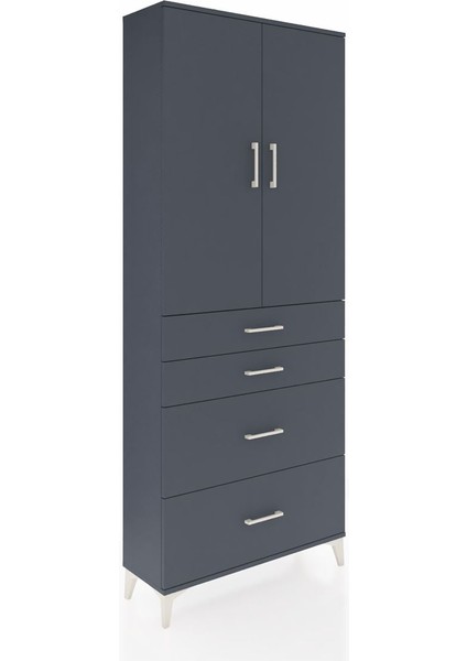 Arges Dolap 2 Raflı 4 Çekmeceli 2 Kapaklı 88X30X221 Antrasit-Antrasit fiyatları