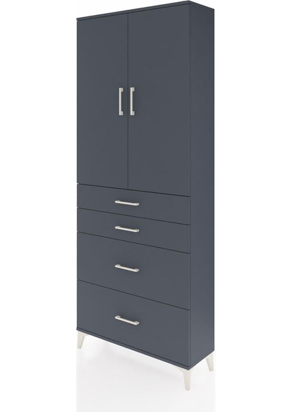 Arges Dolap 2 Raflı 4 Çekmeceli 2 Kapaklı 88X30X221 Antrasit-Antrasit modelleri