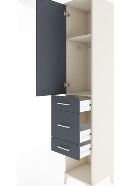 Hyperion Dolap 2 Raflı 3 Çekmeceli Tek Askılı 44X44X221 Aytaşı-Antrasit indirimleri