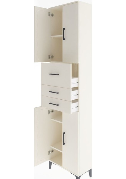 Arges Dolap 4 Raflı 3 Çekmeceli 4 Kapaklı 60X30X243 Aytaşı-Aytaşı fırsatları