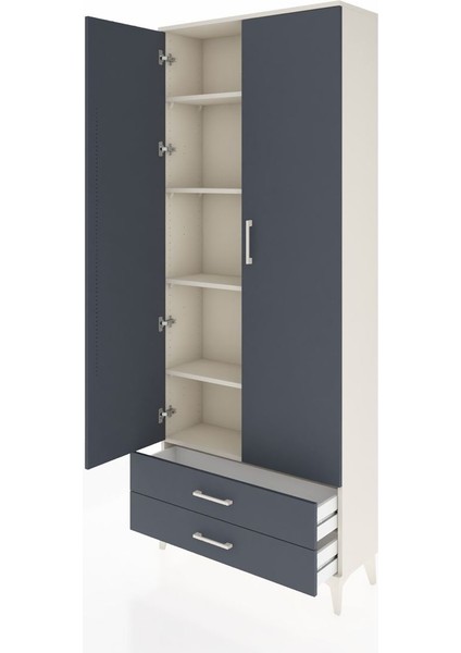 Arges Dolap 5 Raflı 2 Çekmeceli 2 Kapaklı 88X30X221 Aytaşı-Antrasit fırsatları