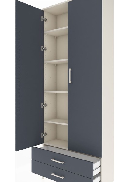 Arges Dolap 5 Raflı 2 Çekmeceli 2 Kapaklı 88X30X221 Aytaşı-Antrasit indirimleri