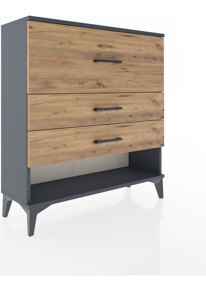 Arges Şifonyer 3 Çekmeceli 88X30X96 Antrasit-Çam fiyatları