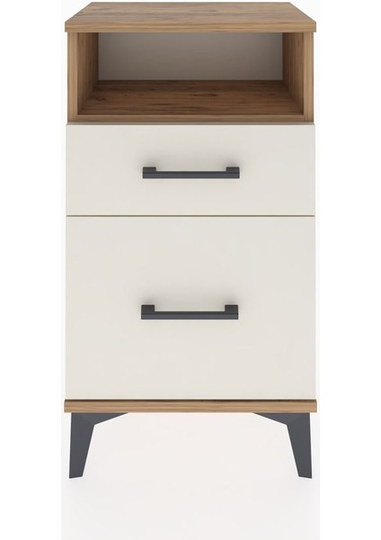 Arges Komodin Tek Raflı 2 Çekmeceli 44X30X80 Çam-Aytaşı