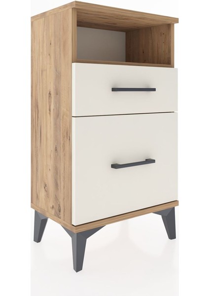Arges Komodin Tek Raflı 2 Çekmeceli 44X30X80 Çam-Aytaşı modelleri
