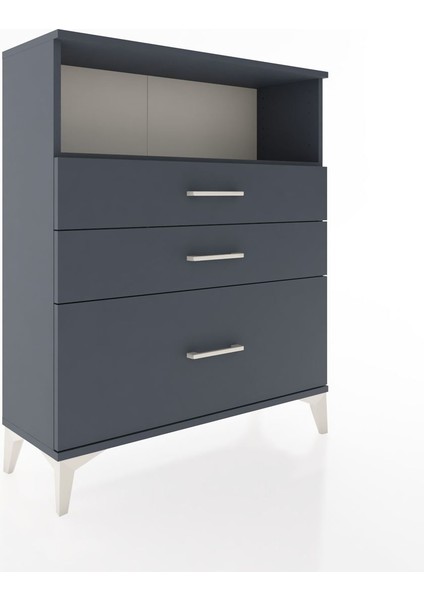 Arges Şifonyer Tek Raflı 3 Çekmeceli 88X30X106 Antrasit-Antrasit fiyatları