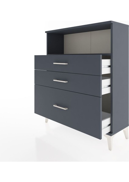 Arges Şifonyer Tek Raflı 3 Çekmeceli 88X30X106 Antrasit-Antrasit fırsatları