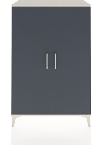 Hyperion Dolap Tek Raflı 2 Kapaklı Tek Askılı 88X44X134 Aytaşı-Antrasit