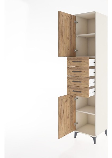 Hyperion Dolap 3 Raflı 4 Çekmeceli 2 Kapaklı 44X44X221 Aytaşı-Çam fırsatları