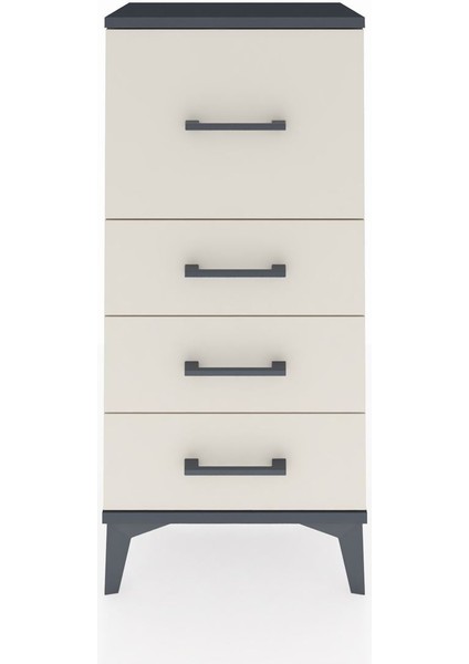 Arges Komodin 4 Çekmeceli 44X30X96 Antrasit-Aytaşı