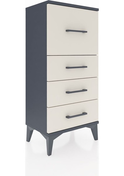 Arges Komodin 4 Çekmeceli 44X30X96 Antrasit-Aytaşı fiyatları