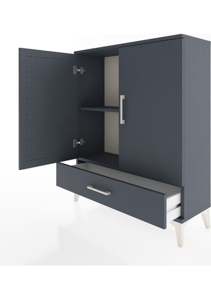Arges Şifonyer 2 Raflı Tek Çekmeceli 2 Kapaklı 88X30X106 Antrasit-Antrasit fırsatları