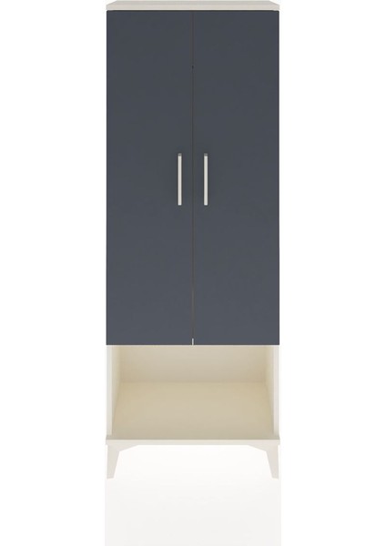 Arges Dolap Tek Raflı 2 Kapaklı Tek Askılı 60X30X163 Aytaşı-Antrasit