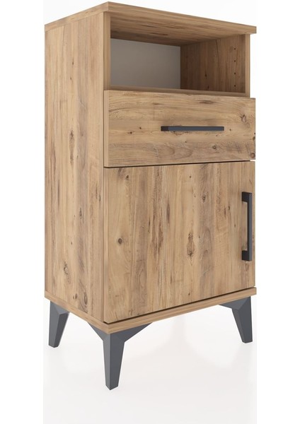 Arges Komodin Tek Raflı 2 Çekmeceli Tek Kapaklı 44X30X80 Çam-Çam fırsatları