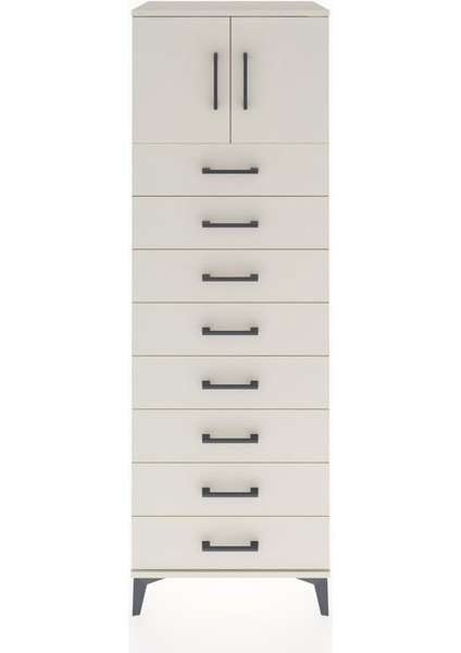 Hyperion Dolap Tek Raflı 8 Çekmeceli 2 Kapaklı 60X44X182 Aytaşı-Aytaşı