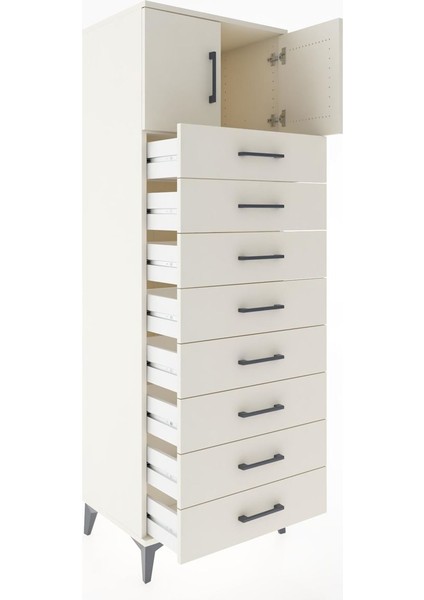 Hyperion Dolap Tek Raflı 8 Çekmeceli 2 Kapaklı 60X44X182 Aytaşı-Aytaşı fırsatları