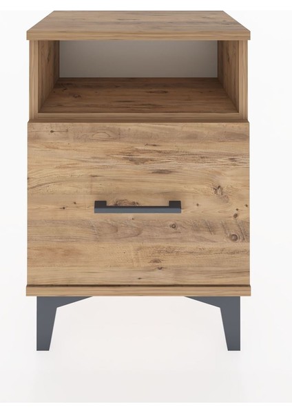 Arges Komodin Tek Raflı 2 Çekmeceli 44X30X64 Çam-Çam