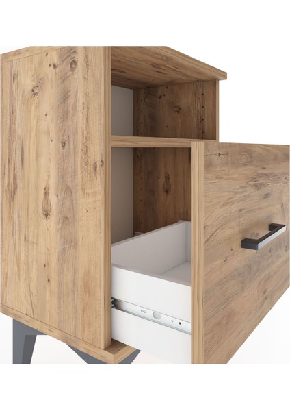 Arges Komodin Tek Raflı 2 Çekmeceli 44X30X64 Çam-Çam indirimleri