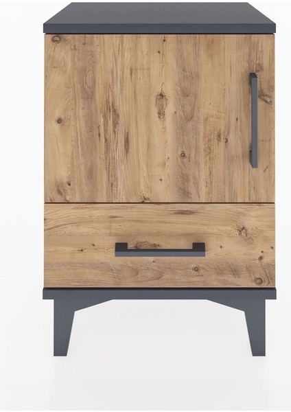 Arges Komodin 2 Raflı Tek Kapaklı 44X30X64 Antrasit-Çam