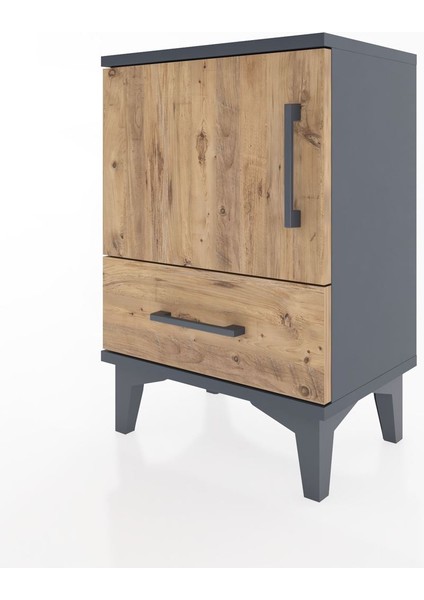 Arges Komodin 2 Raflı Tek Kapaklı 44X30X64 Antrasit-Çam modelleri