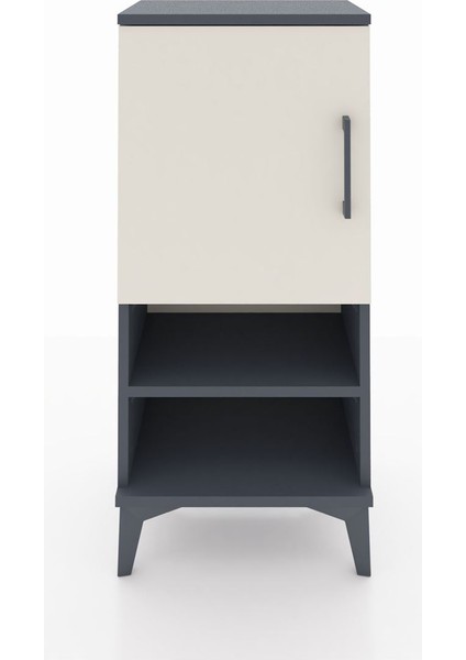 Arges Komodin 3 Raflı Tek Kapaklı 44X30X96 Antrasit-Aytaşı