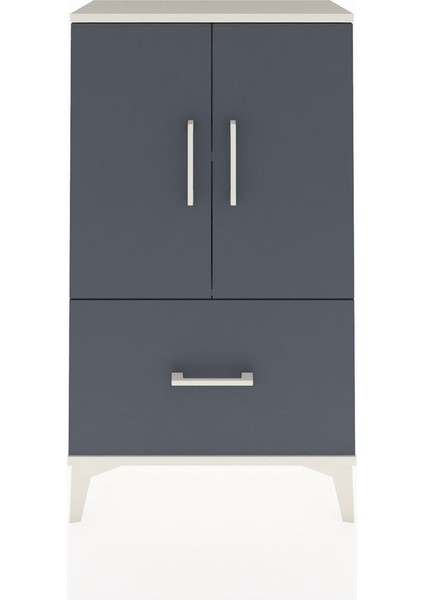 Arges Komodin 2 Raflı Tek Çekmeceli 2 Kapaklı 60X30X106 Aytaşı-Antrasit